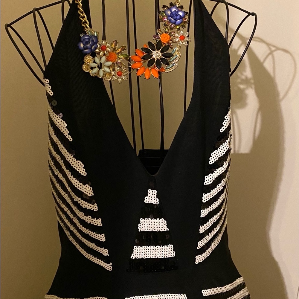 Bebe sexy black and white with sequins